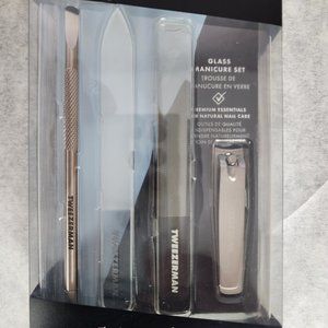 Tweezerman Glass Manicure Set ~ Nail Buffer Pushy Clipper File